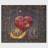 ヴィンテージのSteampunkのハートの壁紙 ラッピングペーパー (フラット)