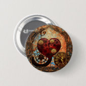 ヴィンテージのSteampunkのハートの壁紙 缶バッジ (正面&裏面)