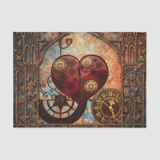 ヴィンテージのSteampunkのハートの壁紙 薄葉紙 (正面)