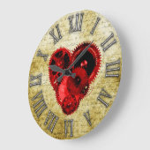 ヴィンテージのSteampunkのハートNo.2 ラージ壁時計 (傾斜)