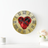 ヴィンテージのSteampunkのハートNo.2 ラージ壁時計 (ホーム)