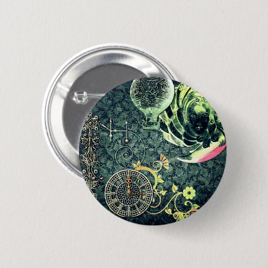 ヴィンテージのSteampunkの壁紙 缶バッジ (正面&裏面)