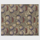 ヴィンテージのSteampunkの操縦出来る飛行船及びコグの車輪 ラッピングペーパー (フラット)