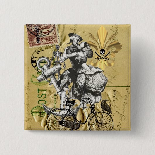 ヴィンテージのsteampunkの海賊 缶バッジ (正面)