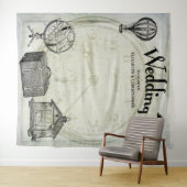 ヴィンテージのSteampunkの結婚式の写真の背景 タペストリー (インサイチュ(横))