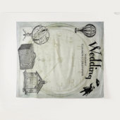 ヴィンテージのSteampunkの結婚式の写真の背景 タペストリー (正面(横))