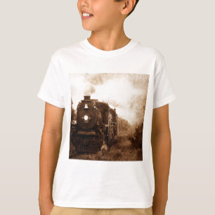 ヴィンテージのSteampunkの鉄道旧式な蒸気の列車 Tシャツ