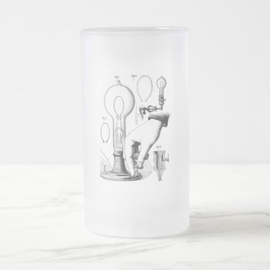 ヴィンテージのSteampunkエジソンの電球 フロストグラスビールジョッキ (中央)