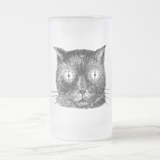 ヴィンテージのSteampunk猫 フロストグラスビールジョッキ (中央)