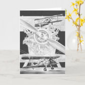 ヴィンテージのStearmanの複葉機- Biwingの古い飛行機 カード (黄色い花)