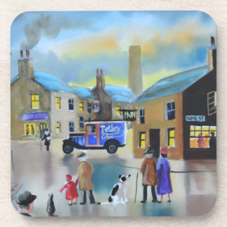 ヴィンテージのTetley tea van streetの背景画 コースター