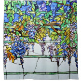 ヴィンテージのTiffanyのステンドグラスの藤の花柄の芸術 シャワーカーテン (正面)