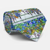 ヴィンテージのTiffanyのステンドグラスの藤の花柄の芸術 ネクタイ (ロール)