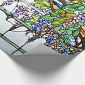 ヴィンテージのTiffanyのステンドグラスの藤の花柄の芸術 ラッピングペーパー (角)