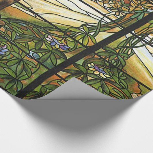 ヴィンテージのTiffanyのステンドグラス窓の生命の樹 ラッピングペーパー (角)
