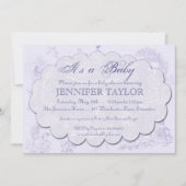 ヴィンテージのToileのベビーシャワーの招待状の紫色 招待状 (正面)