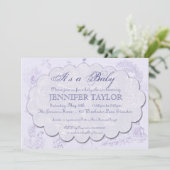 ヴィンテージのToileのベビーシャワーの招待状の紫色 招待状 (スタンド正面)