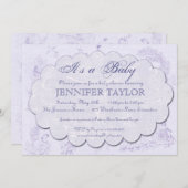 ヴィンテージのToileのベビーシャワーの招待状の紫色 招待状 (正面/裏面)