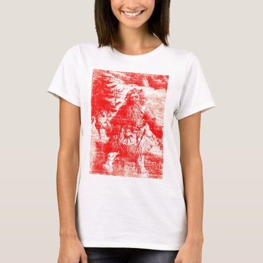 ヴィンテージのToileサンタクロースの植民地期間パターン Tシャツ (正面)