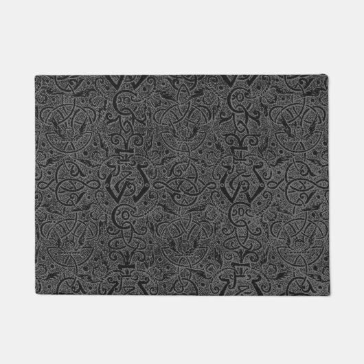 ヴィンテージのTriskleのケルト族の三位一体の結び目の木炭鋼鉄 ドアマット (正面)