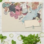 ヴィンテージのwトイ遊トレイン キッチンタオル (折り畳み)