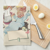 ヴィンテージのwトイ遊トレイン キッチンタオル (四つ折り)