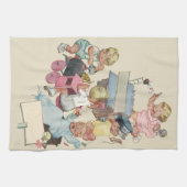 ヴィンテージのwトイ遊トレイン キッチンタオル (横)