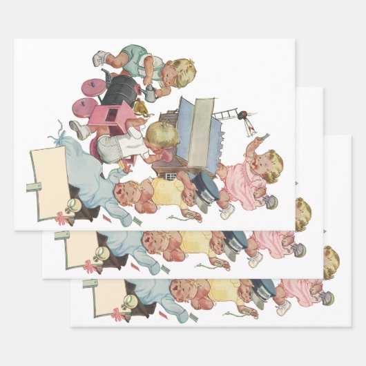 ヴィンテージのwトイ遊トレイン ラッピングペーパーシート (セット)