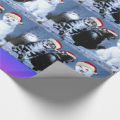 ヴィンテージのWainのクリスマスのサンタ猫の聖歌隊 ラッピングペーパー (角)