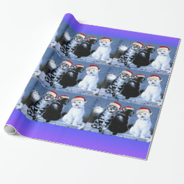 ヴィンテージのWainのクリスマスのサンタ猫の聖歌隊 ラッピングペーパー