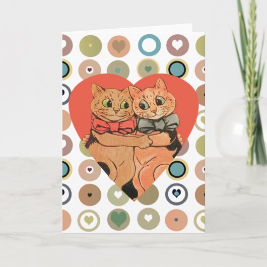 ヴィンテージのWainのバレンタイン猫のカップルカード シーズンカード (正面)