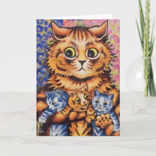 ヴィンテージのWainの母および子ネコカード カード (正面)