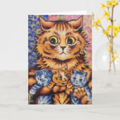 ヴィンテージのWainの母および子ネコカード カード (黄色い花)