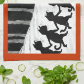 ヴィンテージのWainの黒猫の月のふきん キッチンタオル (折り畳み)