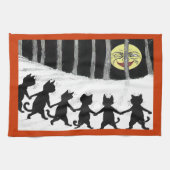 ヴィンテージのWainの黒猫の月のふきん キッチンタオル (横)