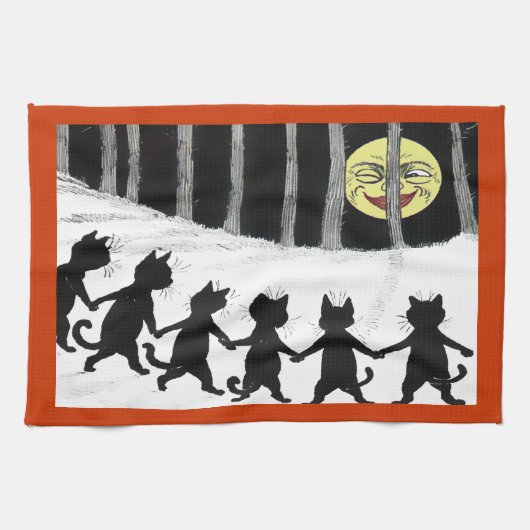 ヴィンテージのWainの黒猫の月のふきん キッチンタオル (横)