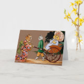 ヴィンテージのWain日本のな猫カード カード (黄色い花)