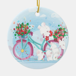 ヴィンテージのWatecrolorのクリスマス セラミックオーナメント