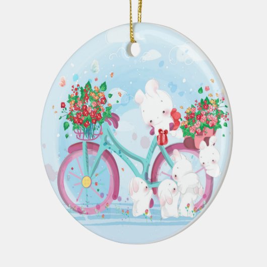 ヴィンテージのWatecrolorのクリスマス セラミックオーナメント (左)