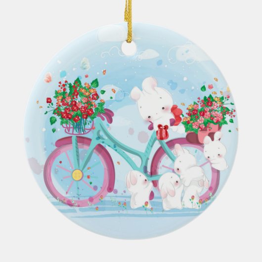 ヴィンテージのWatecrolorのクリスマス セラミックオーナメント (裏面)