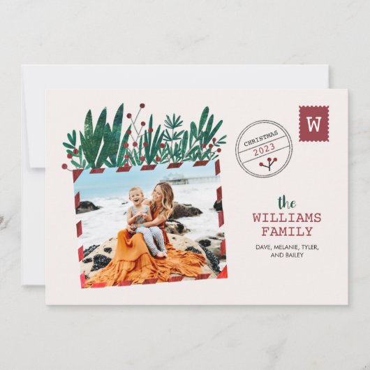 ヴィンテージはがきクリスマスフォトカード 招待状 (正面)