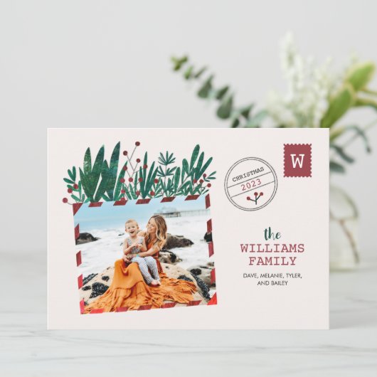ヴィンテージはがきクリスマスフォトカード 招待状 (スタンド正面)