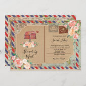 ヴィンテージはがきシャワーバイメールベビーシャワー 招待状 (正面/裏面)