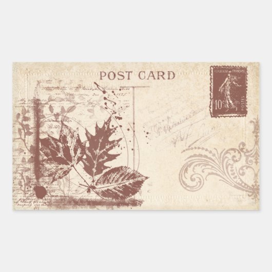ヴィンテージはがきスクラップブック装飾 長方形シール (正面)