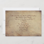 ヴィンテージはがき及びリボン結婚ハート 招待状 (裏面)