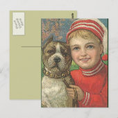 ヴィンテージはがき及び犬 ポストカード (正面/裏面)