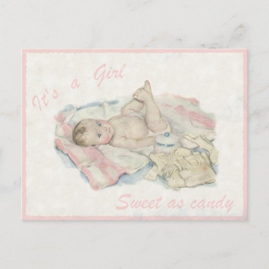 ヴィンテージはがき（かわいい小さな女の子と） ポストカード (正面)