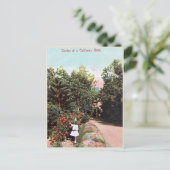 ヴィンテージはがき、カリフォルニアのガール・イン・ガーデン ポストカード (スタンド正面)