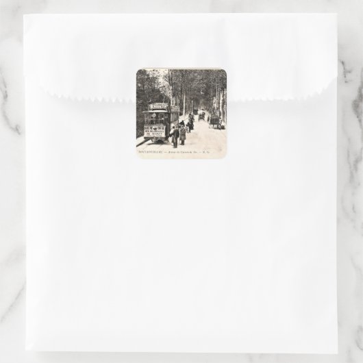 ヴィンテージはがき、Fontainbleauのトラム、 スクエアシール (バッグ)