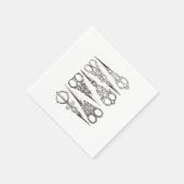 ヴィンテージはさみエレガント白黒 スタンダードカクテルナプキン (角)